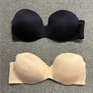 Vanity Fair Black and Cream Strapless Bras Bundle Both size 36C